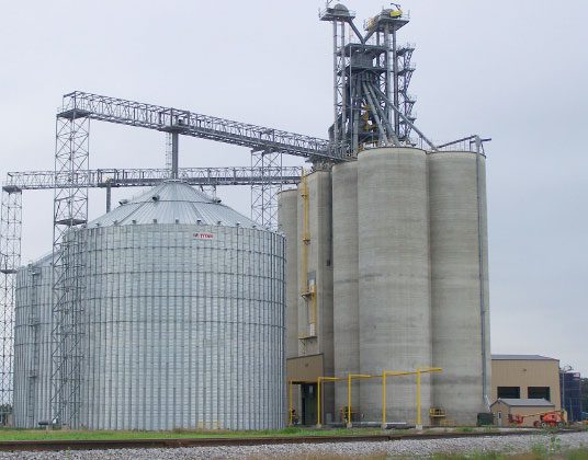 Industrial grain storage silos
