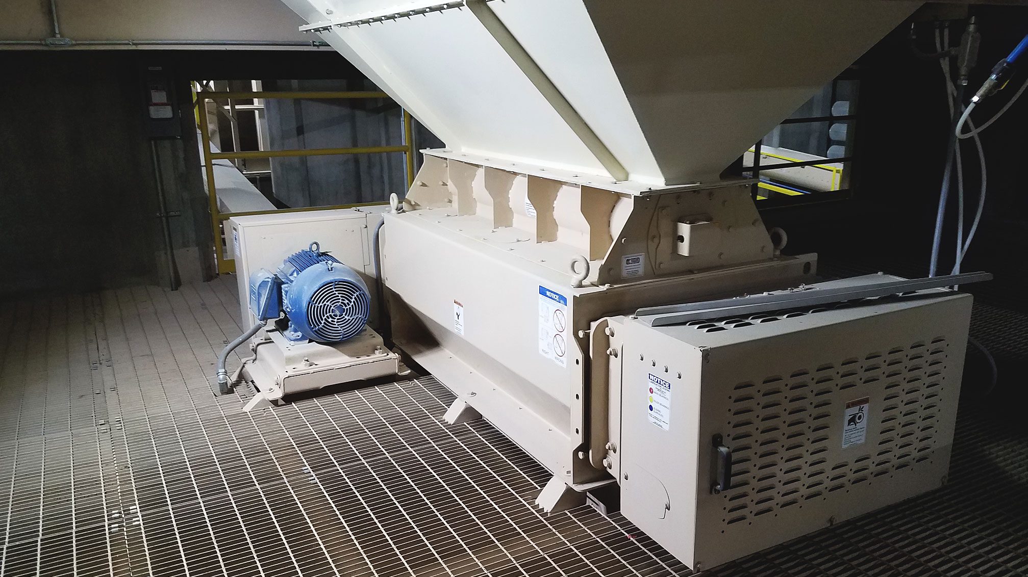 Factory machine with white hopper