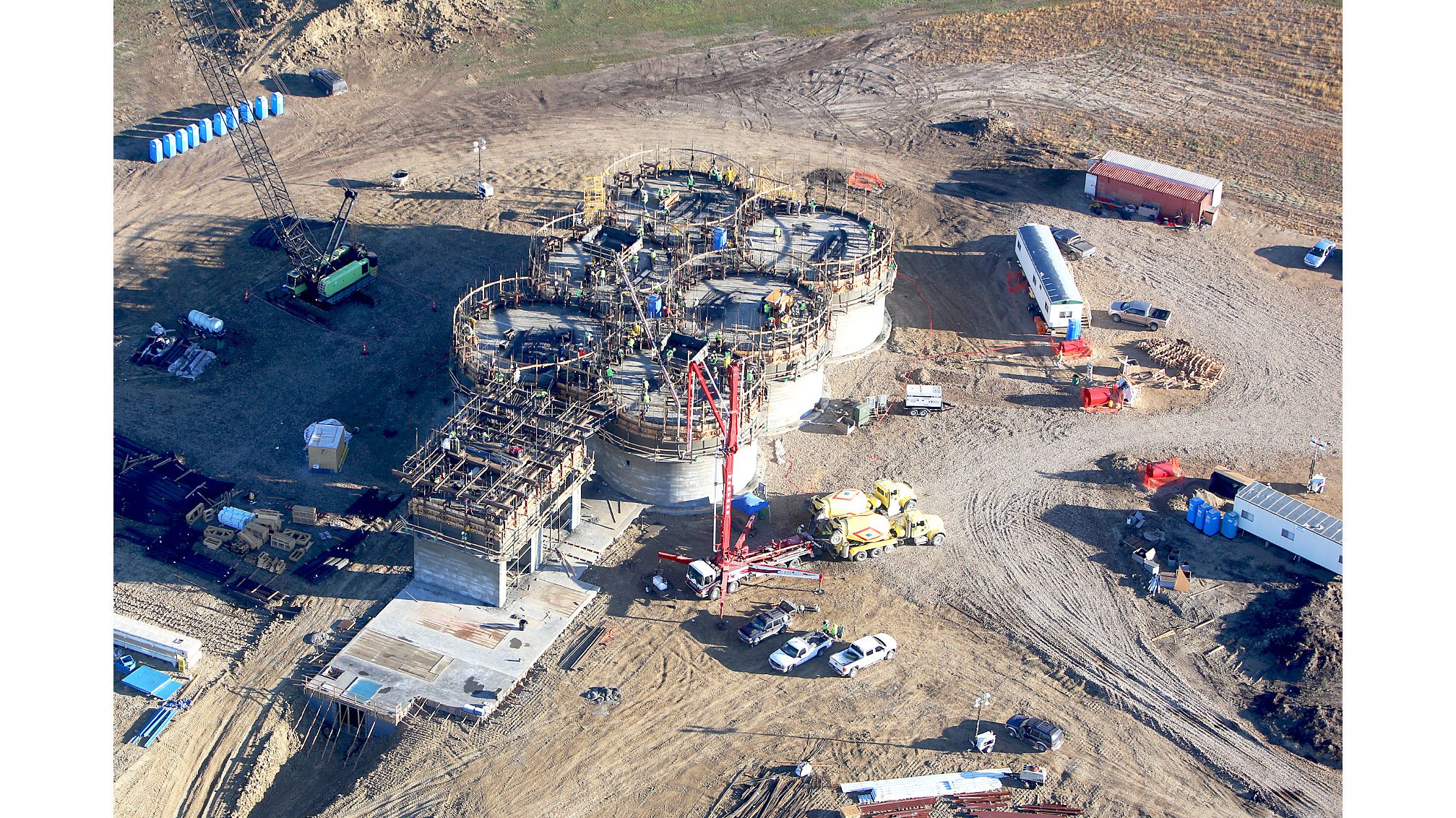 Aerial view of industrial construction site