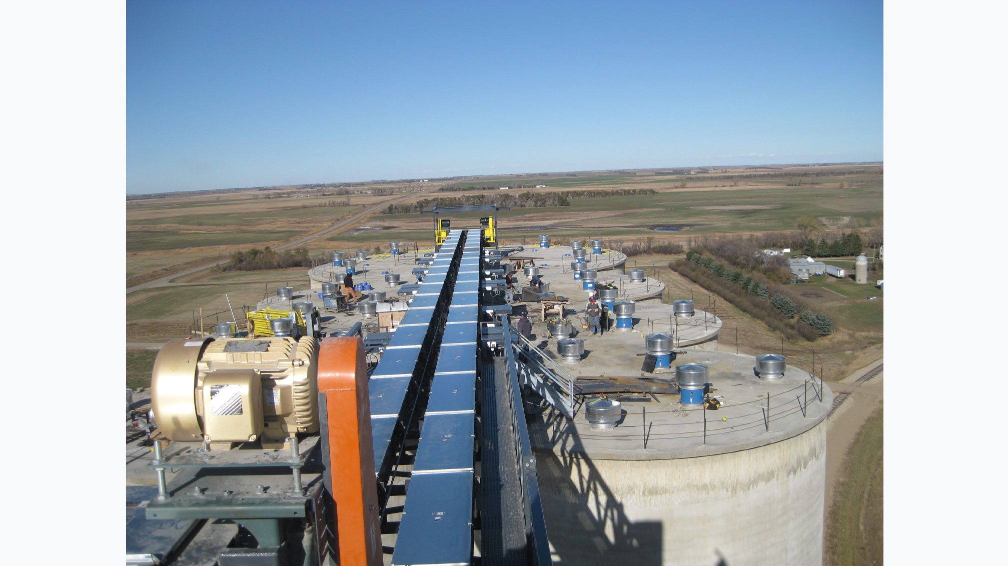 Aerial view of silo and machinery